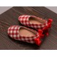 Red Plaid Back Ribbon Shoes