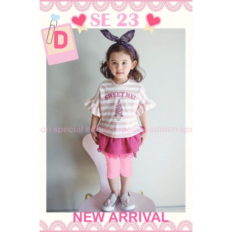 Special Edition SweetMe Pink Stripe Tee Set Skirtpants