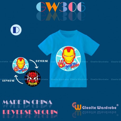 GW Blue Ironman Spiderman Flip Sequin Tee