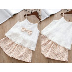 White Lace Top Flower Pants