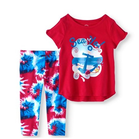 Wonder Nation Blue Red Printed Leggings (No Tee)