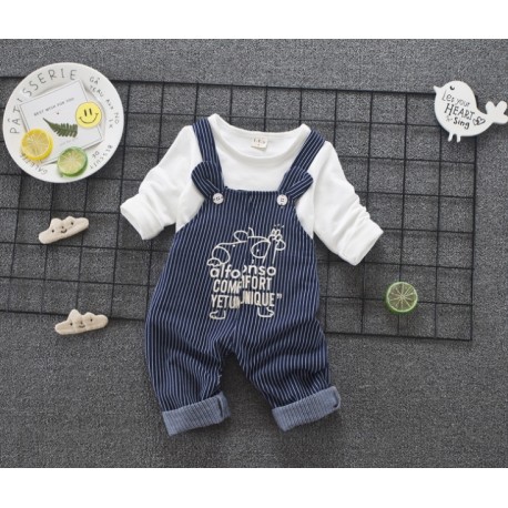 2in1 Stripe Overall Set