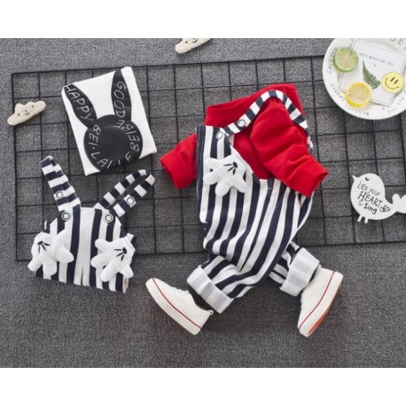 2in1 Red Mickey Stripe Overall