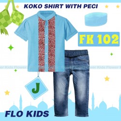 FK Light Blue Red Set Jeans+Peci