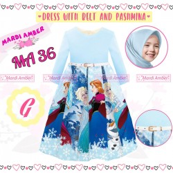 MardiAmber Frozen Dress+Belt+Pashmina