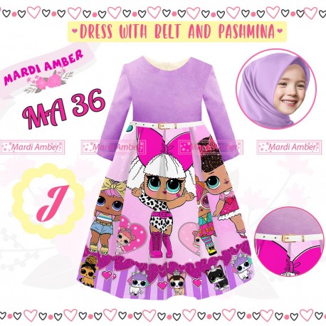MardiAmber Purple LOL Surprise Dress+Belt+Pashmina