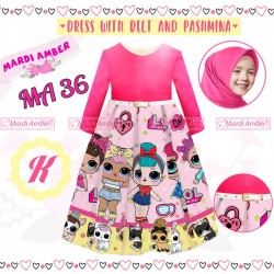 MardiAmber Fuschia LOL Surprise Dress+Belt+Pashmina