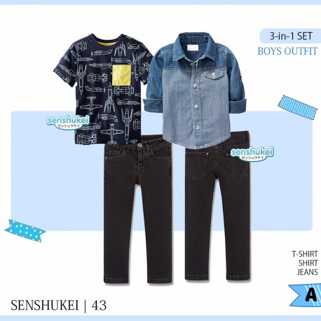 Senshukei 3in1 Rocket Tee SoftJeans Shirt Set Jeans