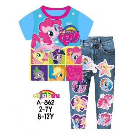 Ailubee Blue Little Pony Printed Legging Pyjamas