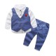 BelleMaison 3in1 White Shirt Set Blue Vest Pants