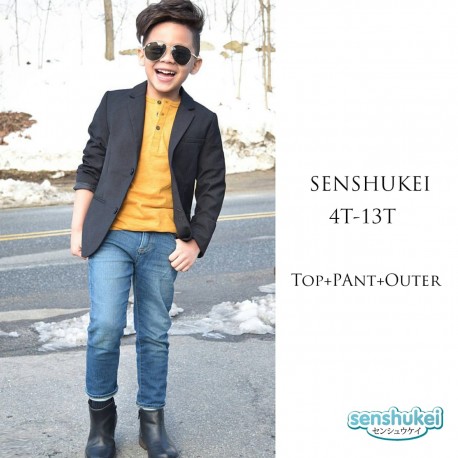 Senshukei 3in1 Grey Jacket Yellow Top Set Jeans
