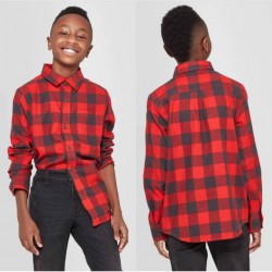 Cat & Jack Red Black Plaid Shirt