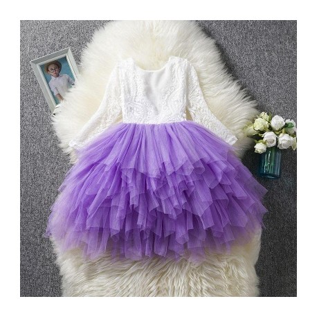 White Lace Purple Tutu Dress