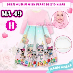 MA Pink Candy LOL Surprise Pearl Belt Dress+Hijab