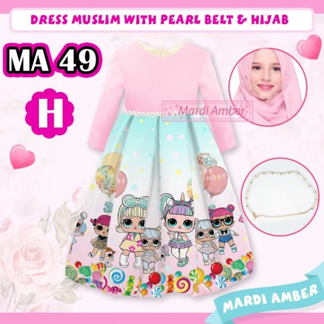 MA Pink Candy LOL Surprise Pearl Belt Dress+Hijab
