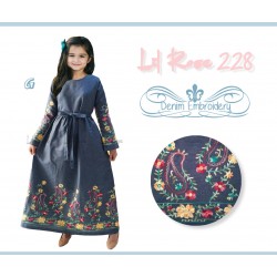 LR Denim Yellow Embroidery Dress