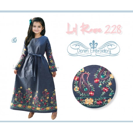 LR Denim Yellow Embroidery Dress