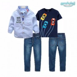 Senshukei 3in1 Race Car Blue Shirt Set Jeans