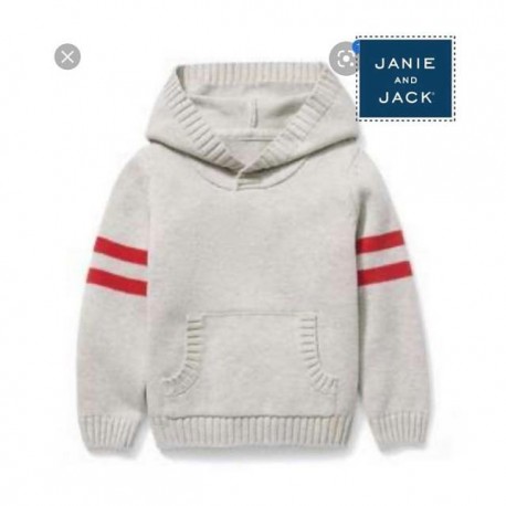 Janie n Jack Grey Red Stripe Knitted Sweater