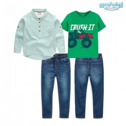 Senshukei 3in1 Green Crush It Shirt Tee Set Jeans
