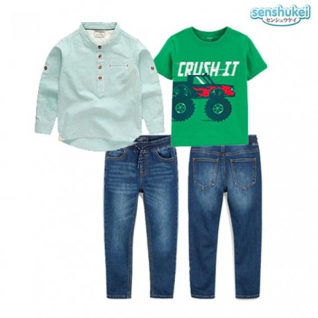 Senshukei 3in1 Green Crush It Shirt Tee Set Jeans