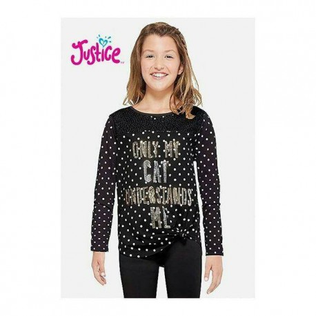 Justice Sequin Only My Cat Tee