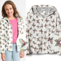 GAP White Butterfly Wind Breaker Hoodie Jacket
