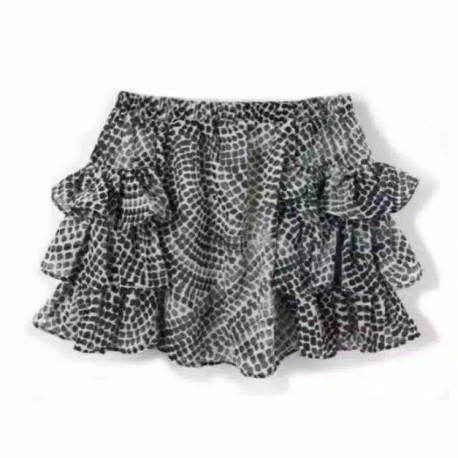H&M Black Printed Ruffles Skirt