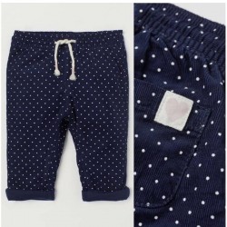 H&M Navy Polka Corduroy Pull On Pants