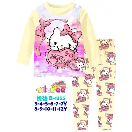 Ailubee Yellow HelloKitty Ribbon LS Pyjamas
