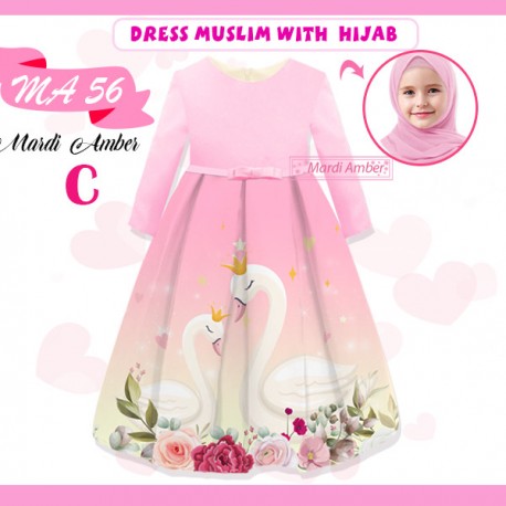 MA Pink Swan Gamis + Hijab