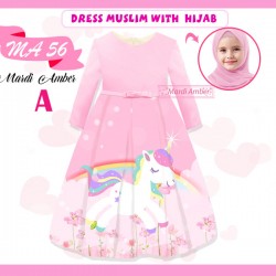 MA Pink Unicorn Gamis + Hijab