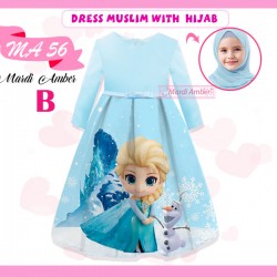 MA Blue Elsa Frozen Gamis + Hijab