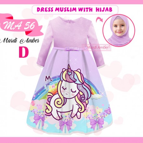 MA Purple Unicorn Gamis + Hijab