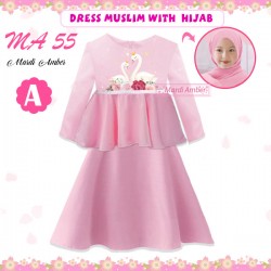 MA Pink Swan Ruffle Gamis