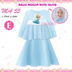 MA Blue Elsa Frozen Ruffle Gamis