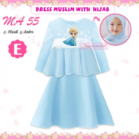 MA Blue Elsa Frozen Ruffle Gamis