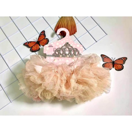 Peach Crown Baby HeadBand Tutu Skirt