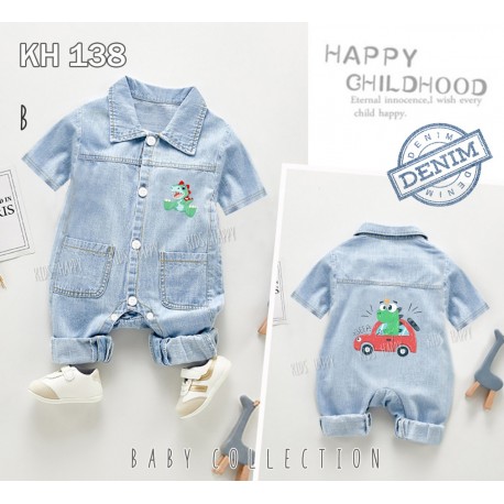 Dinosaur Cars Denim Romper