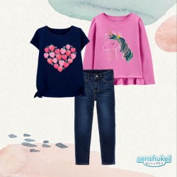 3in1 Senshukei Rose Heart Unicorn TShirt Set Jeans
