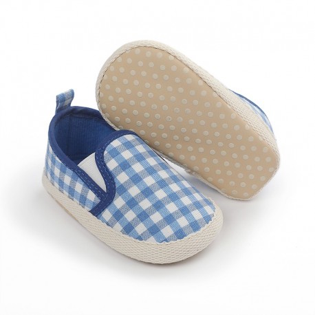 Blue Plaid Prewalker Shoes