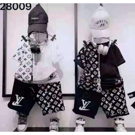 LV Small Patterned White T-Shirt Set Pants