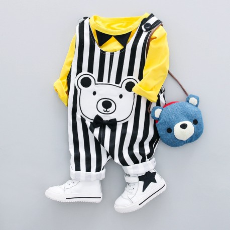 Yellow Bear Stripe Overall