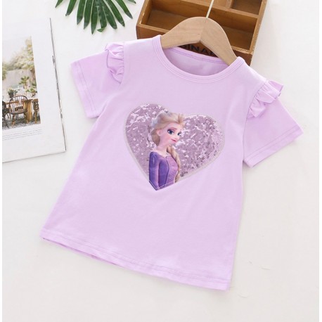 Purple Elsa Frozen Sequin Ruffle Top