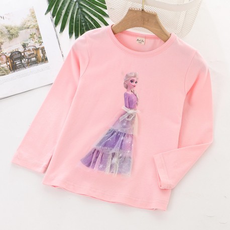 Pink Elsa Frozen 3D LS Tulle Top