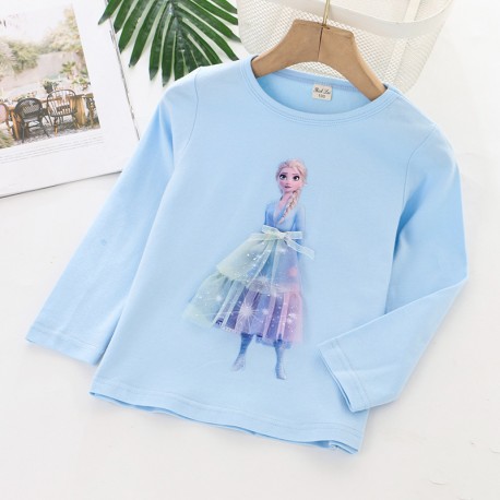 Blue Elsa Frozen 3D LS Tulle Top