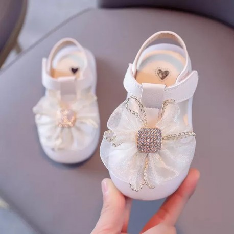 White Ribbon Square Sparkle Shoes