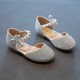 Silver Sequin Pearl Ribbon Shoes