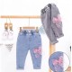 Blue Pink Ribbon Jeans