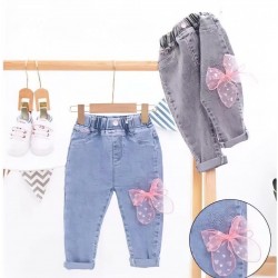 Blue Pink Ribbon Jeans